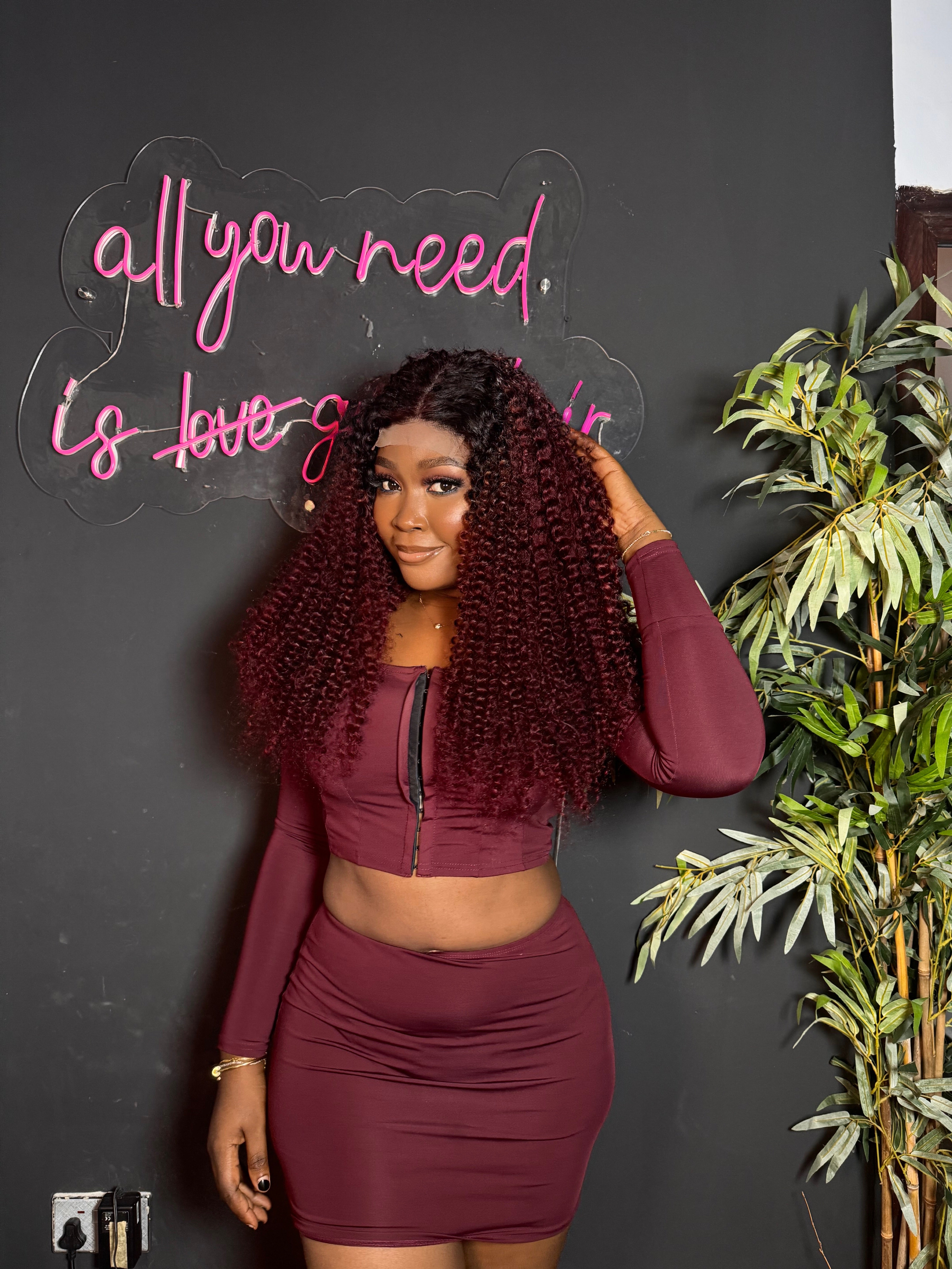 Super Double Drawn Burgundy Tight Bosh + 4x4 closure