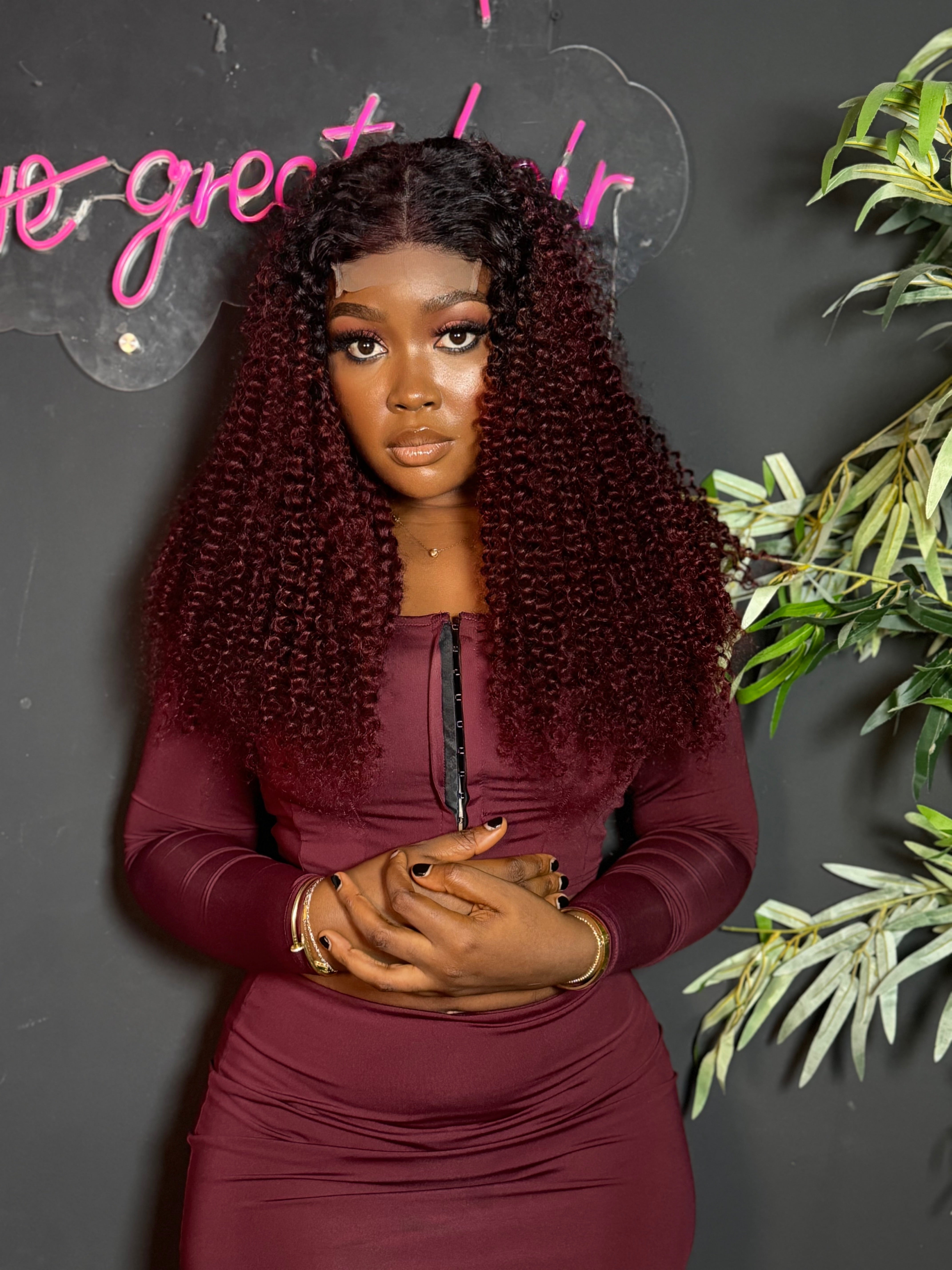 Super Double Drawn Burgundy Tight Bosh + 4x4 closure