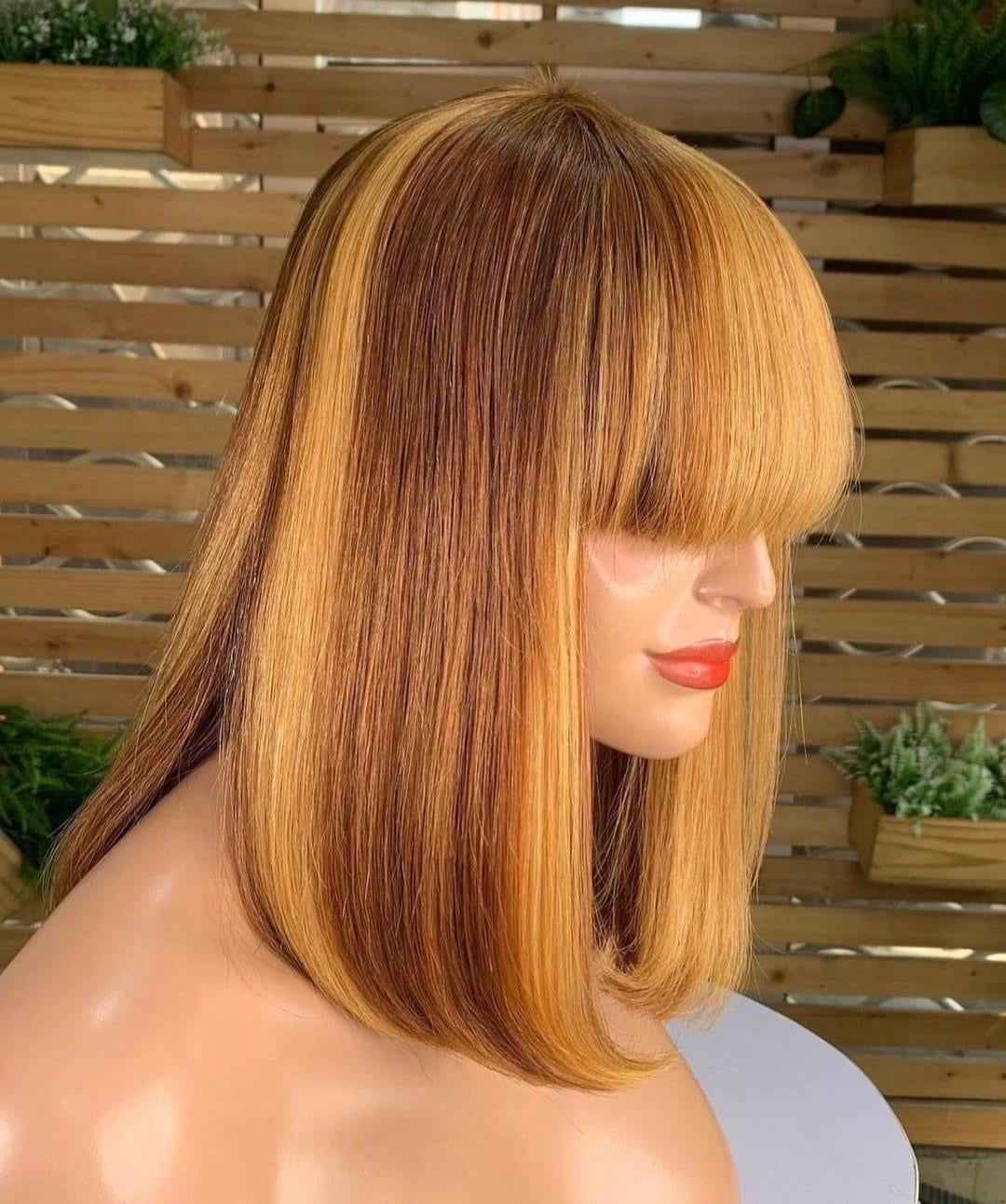 Double Drawn Piano Straight Fringe Wig