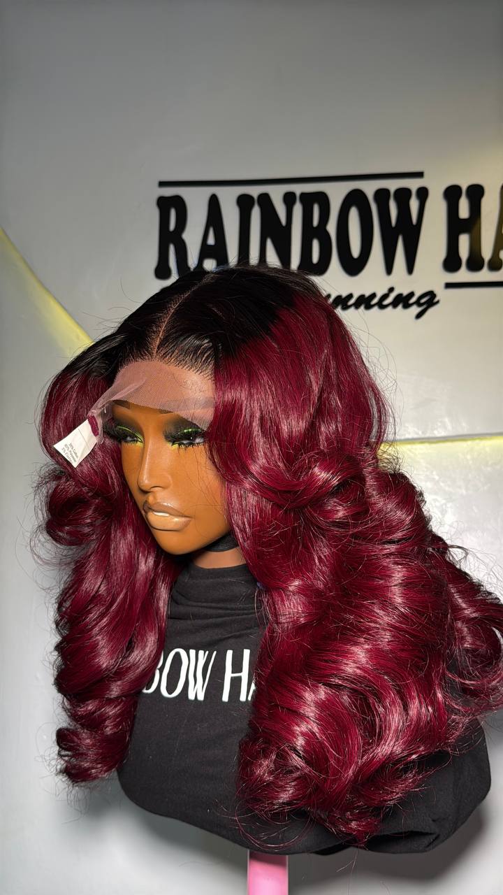 TYW20: 16” SDD RAW VIETNAM BURGUNDY BOUNCY 5X5 WIG
