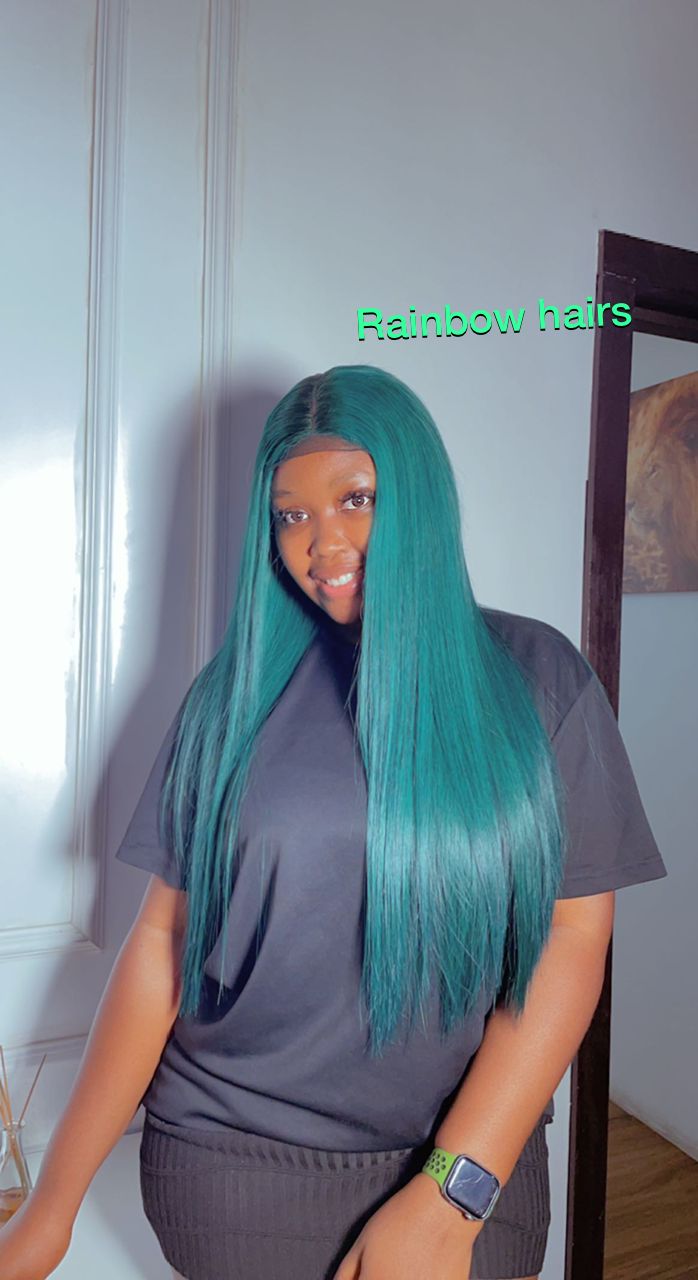 18" SDD Raw Vietnam Jade green bone straight + 20" 2x6 Kim K Wig