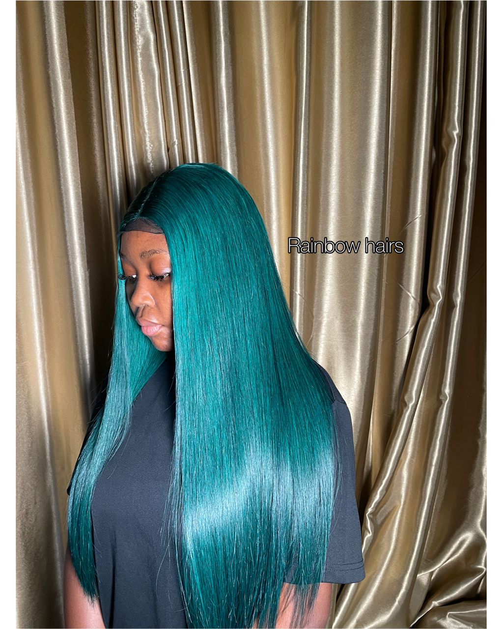18" SDD Raw Vietnam Jade green bone straight + 20" 2x6 Kim K Wig