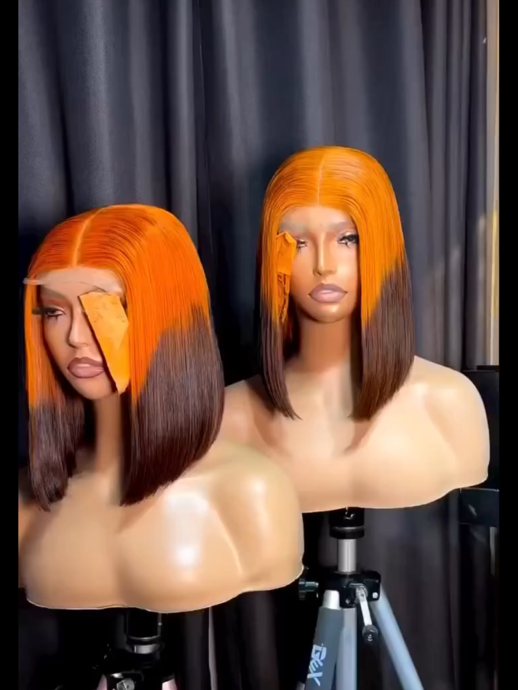 SDD Raw Vietnam donor Orange Ombre bone straight blunt Bob Wig