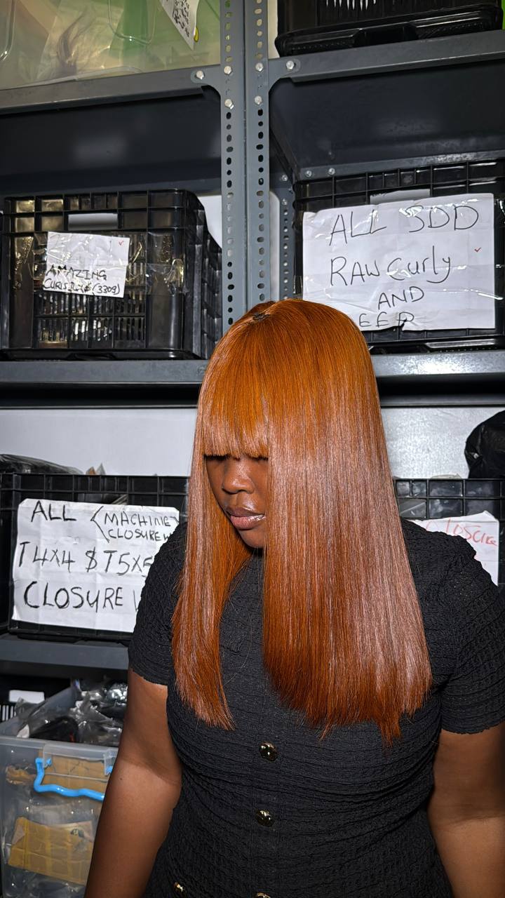 AWOOF7: 18” SDD VIETNAM DONOR SIENNA FRINGE BONE STRAIGHT WIG
