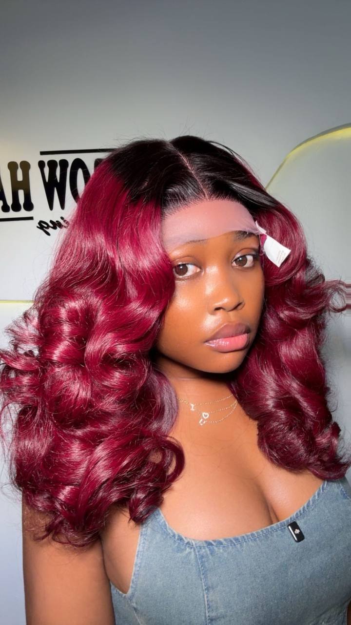 TYW20: 16” SDD RAW VIETNAM BURGUNDY BOUNCY 5X5 WIG
