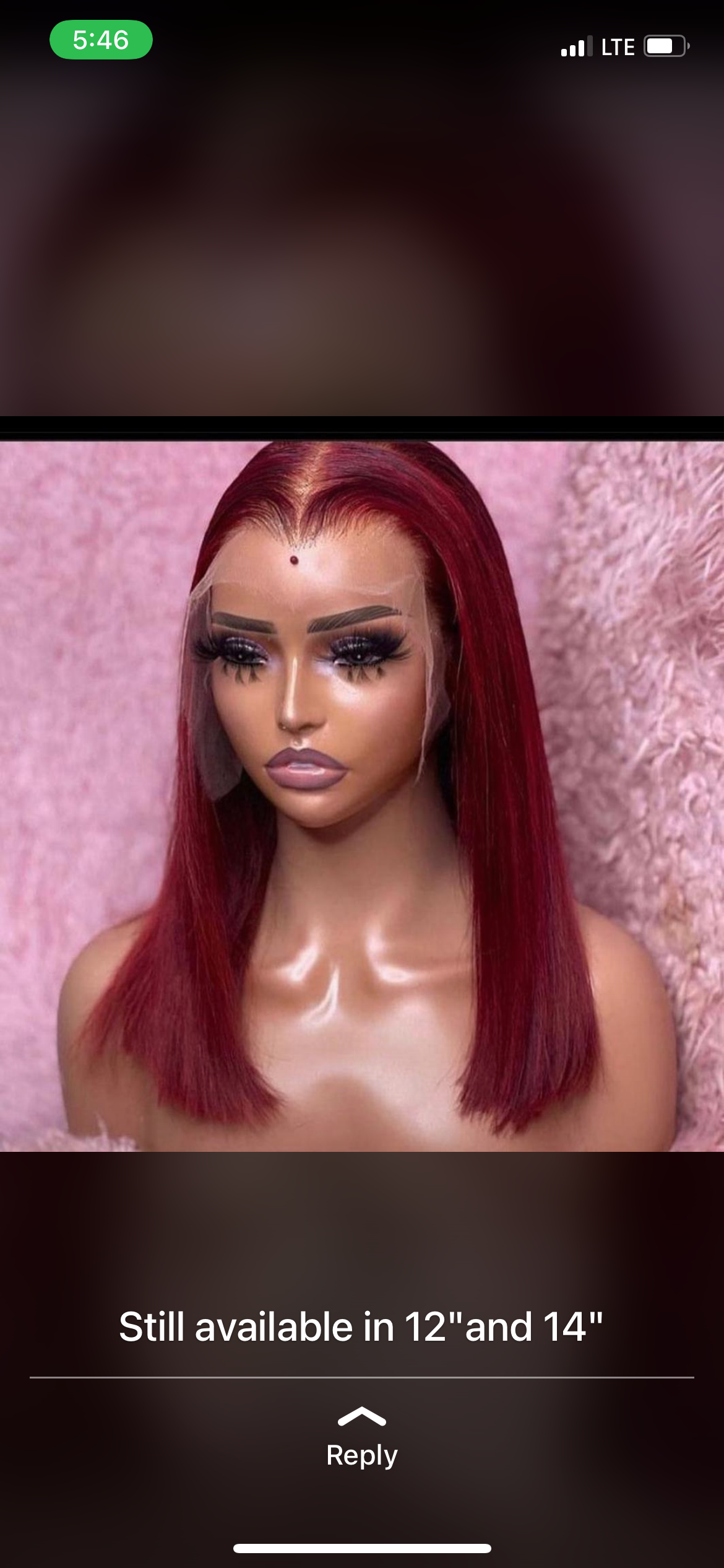 12” SINGLE DRAWN-THICK BURGUNDY FULL FRONTAL BLUNT BOB WIG