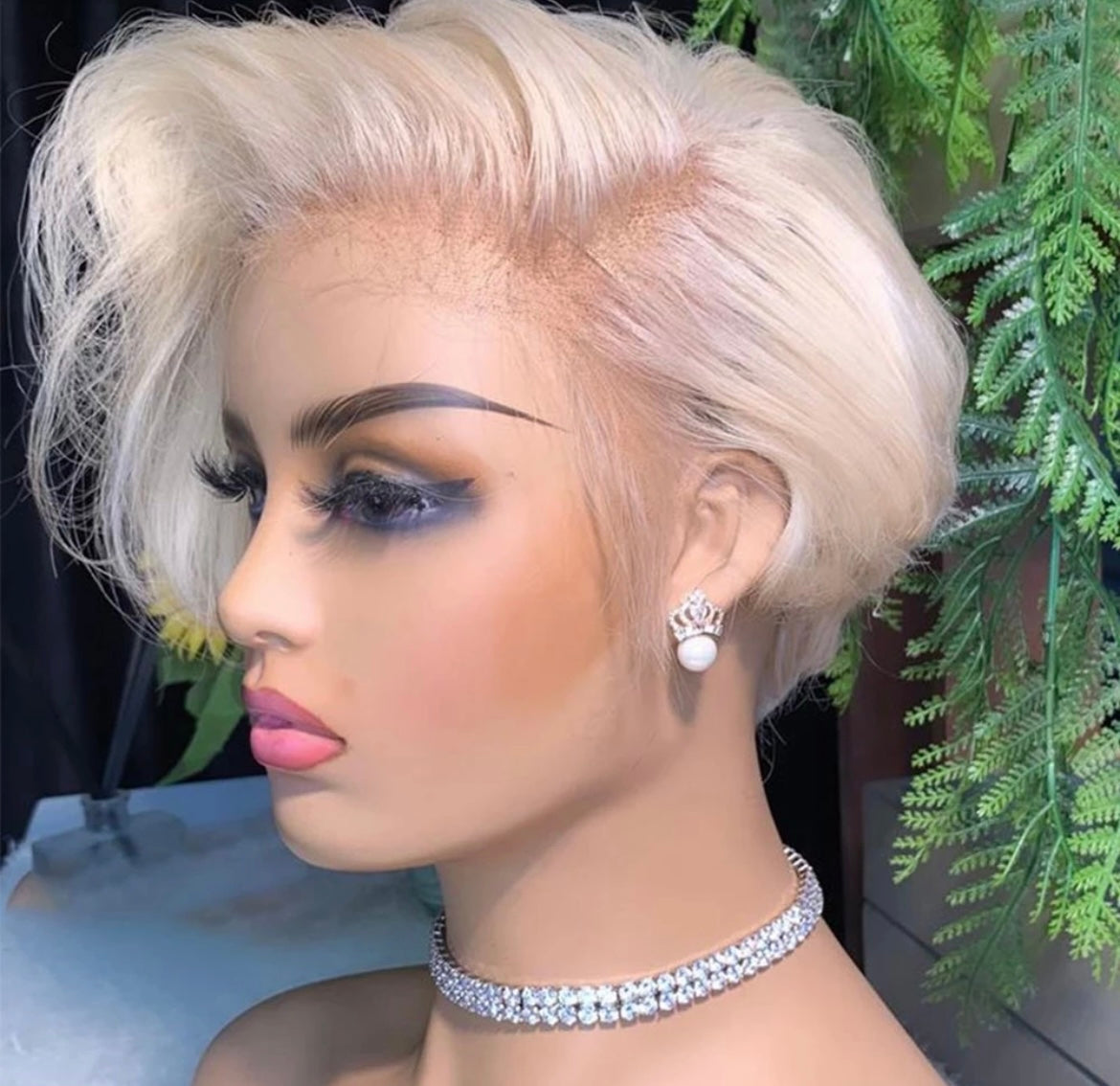 Double Drawn Boss cut Platinum Blonde full frontal Wig