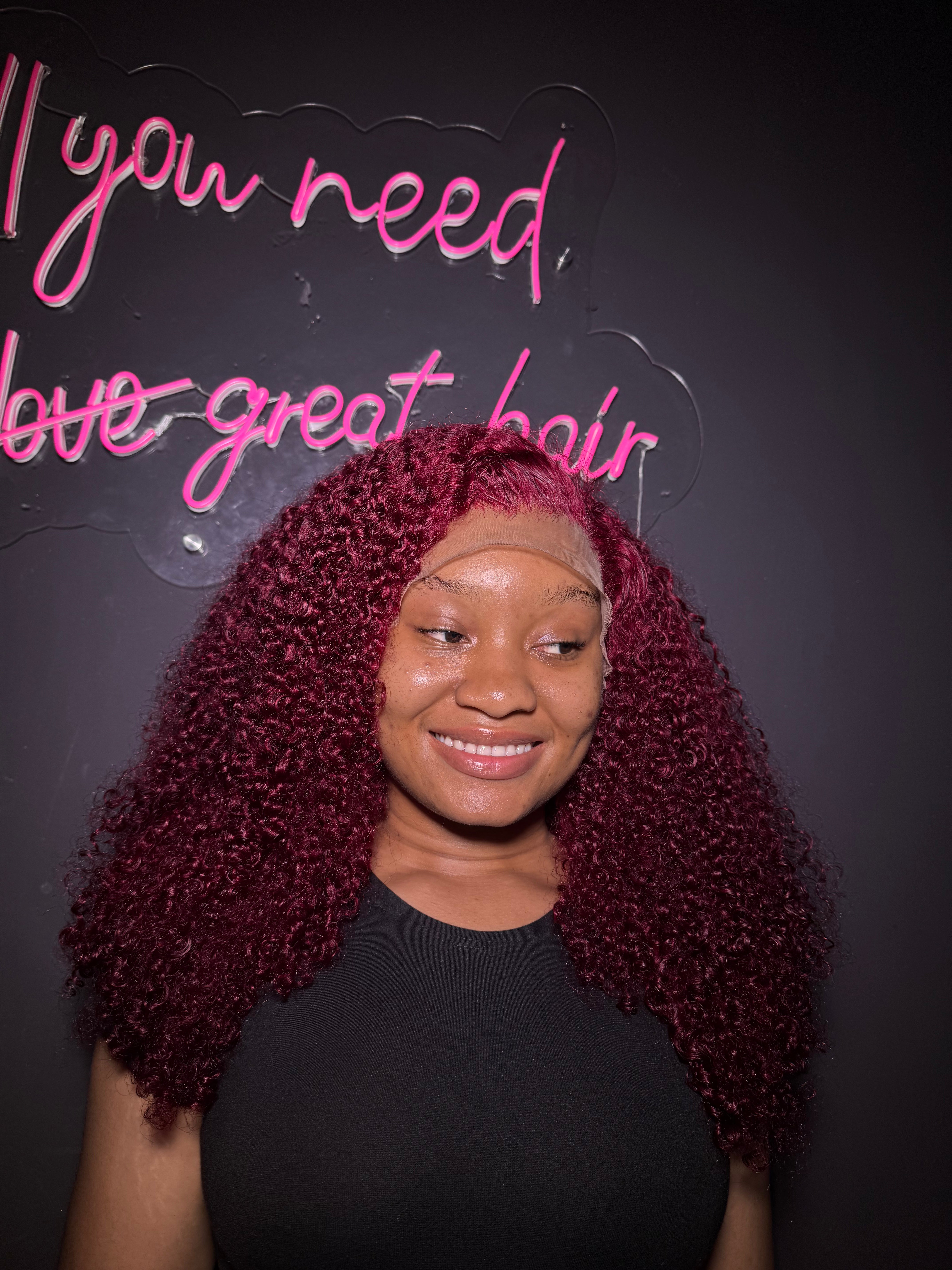 SDD Pixie curls in burgundy  + 16" SDD 13x4 full frontal wig (mixed length)