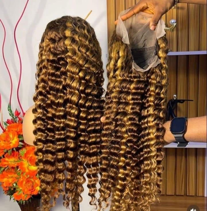 Highlight deep wave full frontal wig