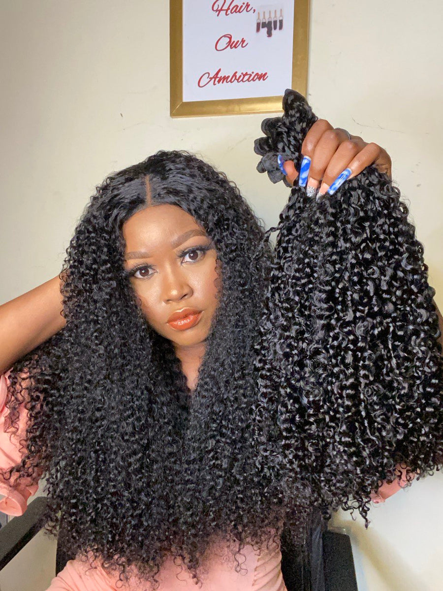 Super Double Drawn Raw Curly bundles – Rainbow Hairs & Accessories ...