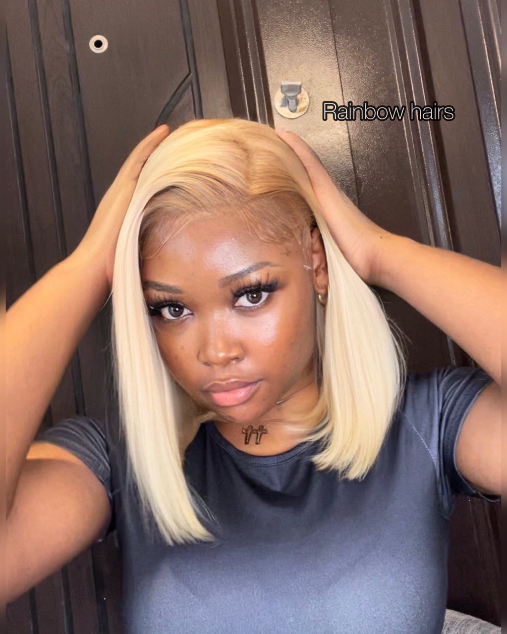 14” SDD Claire straight full frontal blunt bob wig