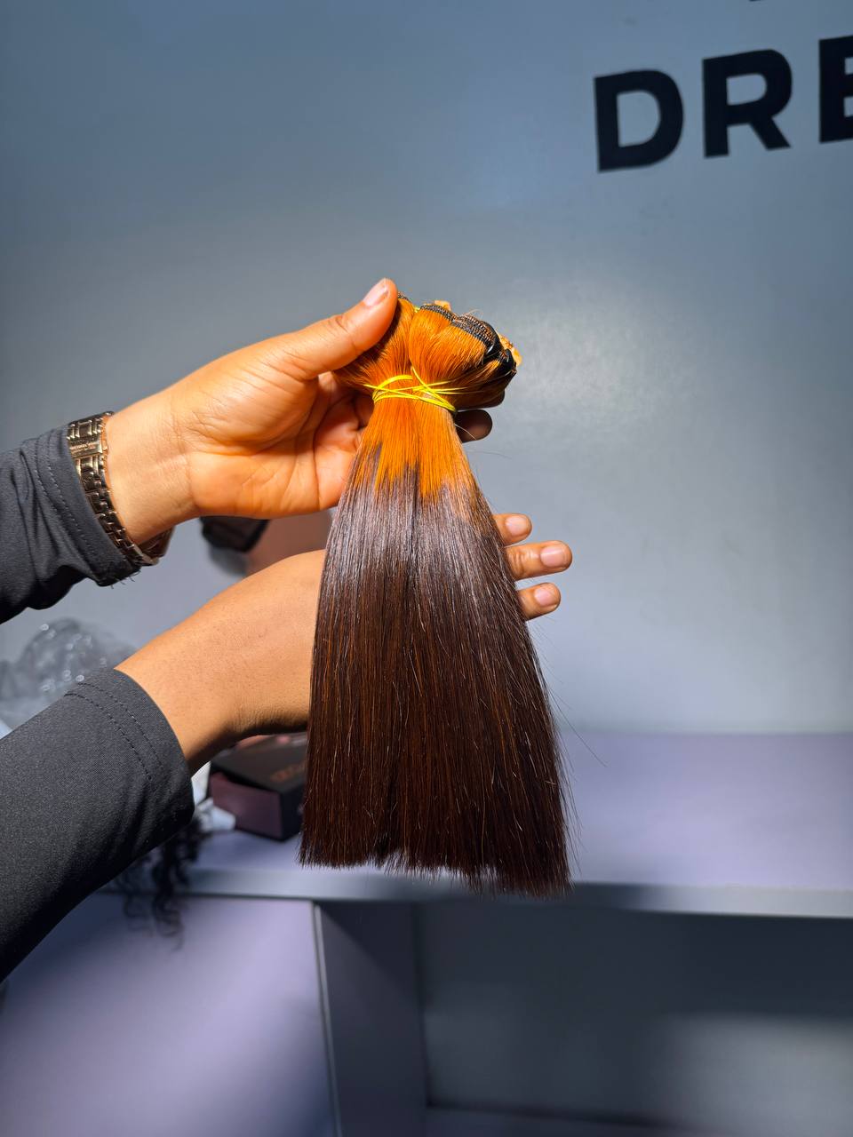 10" SDD Orange Ombre Bone Straight Bundles