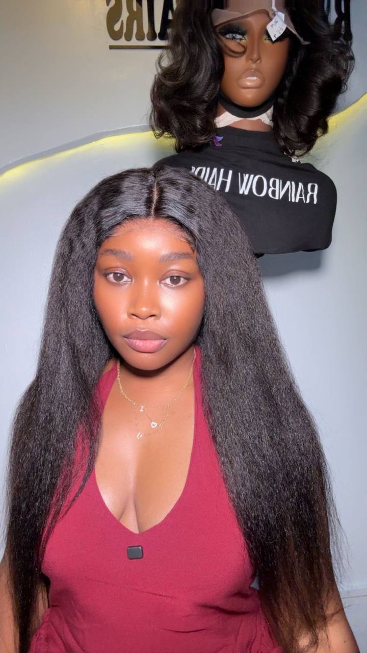 TYS39: RAW VIRGIN KINKY STRAIGHT 4X4 WIG