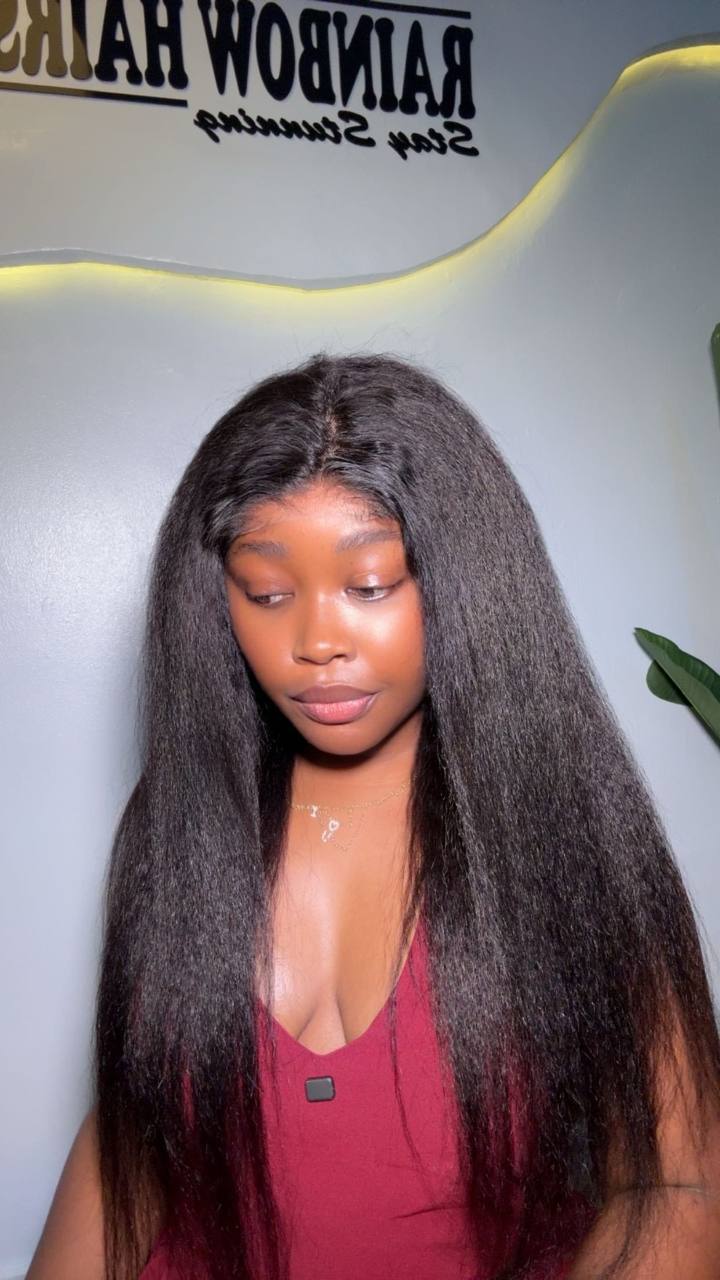 TYS39: RAW VIRGIN KINKY STRAIGHT 4X4 WIG
