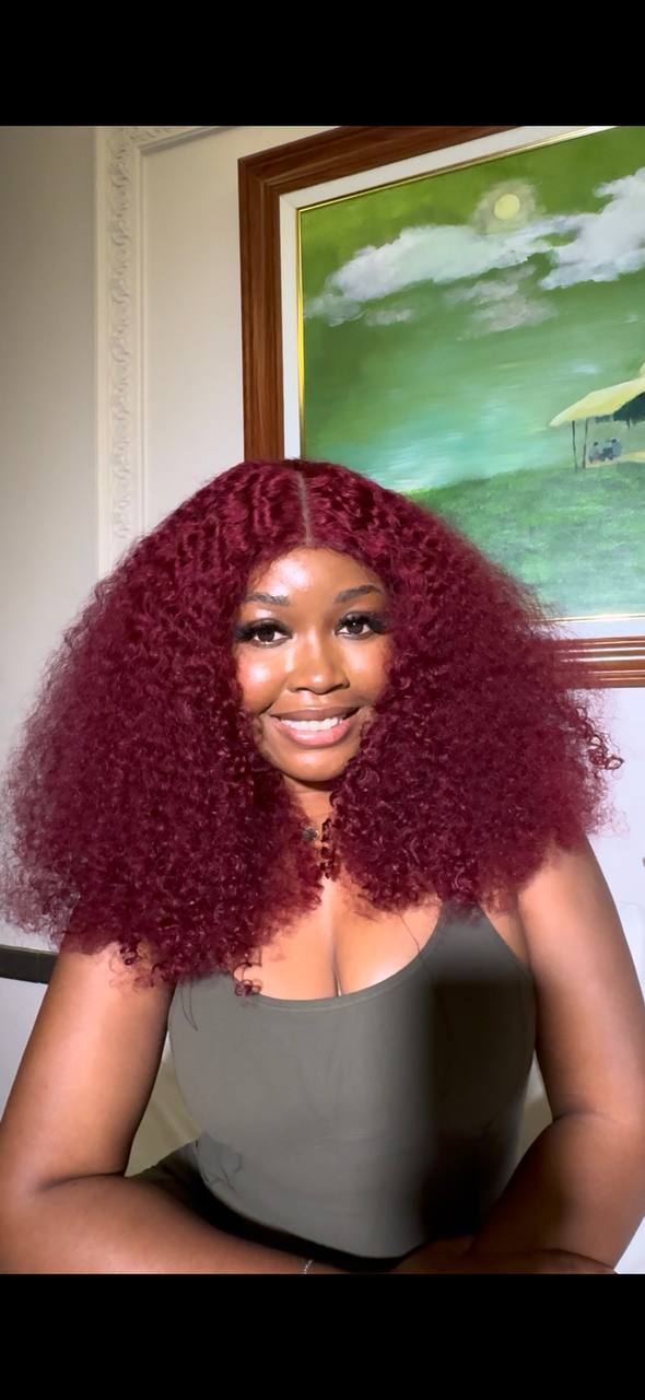 TYC10: SDD RAW VIETNAM BURGUNDY PIXIE CURLS + 4X4 CLOSURE (MIXED LENGTH)