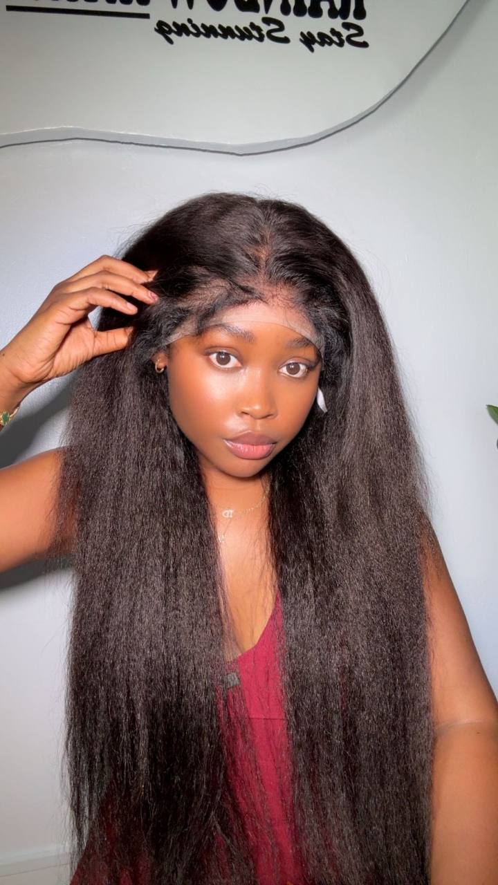 TYS40: RAW VIRGIN KINKY STRAIGHT FULL FRONTAL WIG