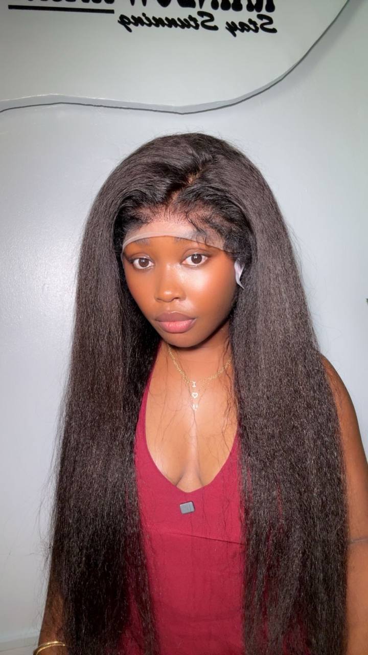 TYS40: RAW VIRGIN KINKY STRAIGHT FULL FRONTAL WIG