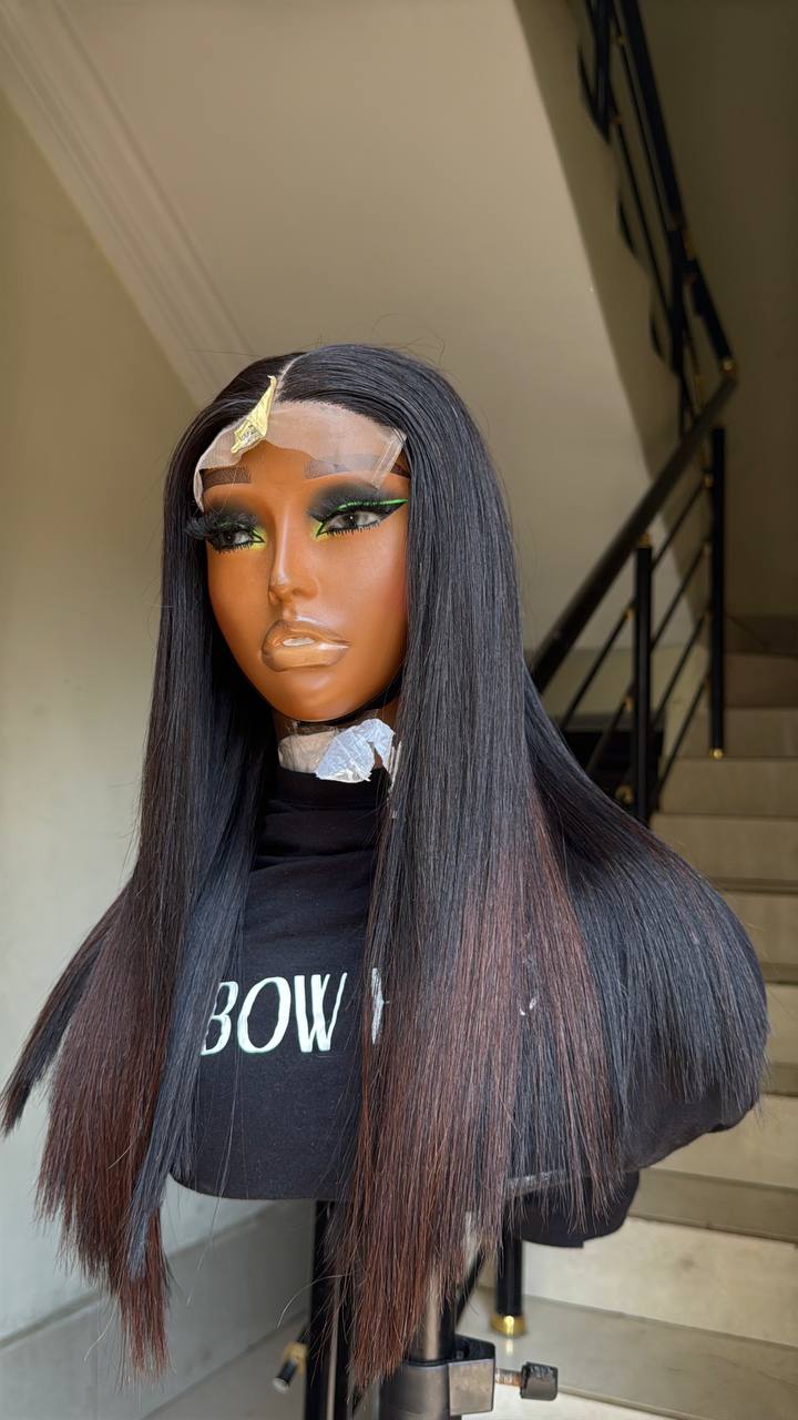 WB55 - SDD Raw vietnam Donor Brown tips Bone Straight 5x5 wig