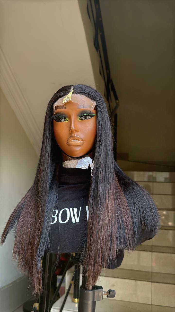 WB55 - SDD Raw vietnam Donor Brown tips Bone Straight 5x5 wig