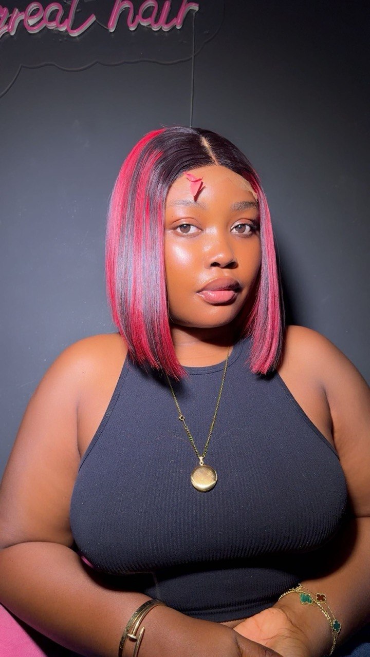 AWOOF10: 10” VIETNAM DONOR RED BADDIE BONE STRAIGHT WIG
