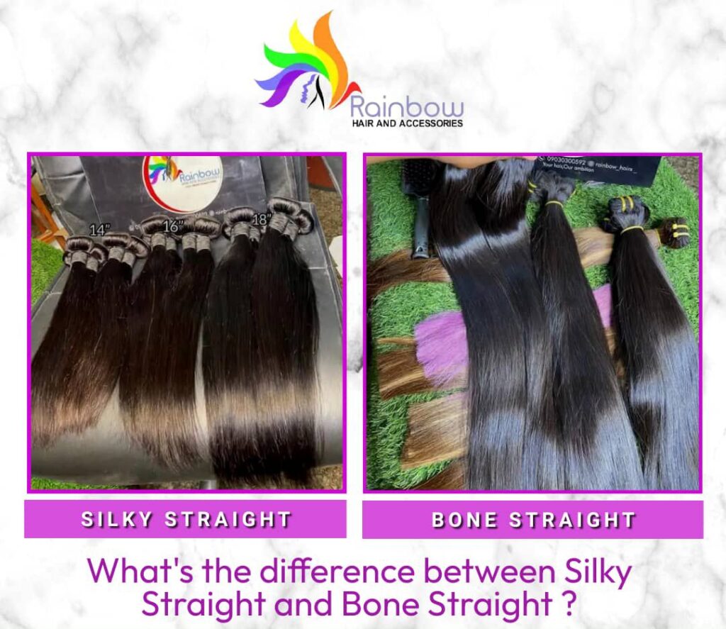 Difference between silky straight and bone straight